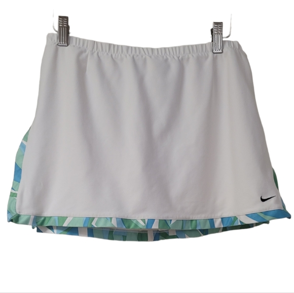 Nike Women's Running Skort White Green Blue Elastic Waistband, Size Medium - Picture 10 of 10